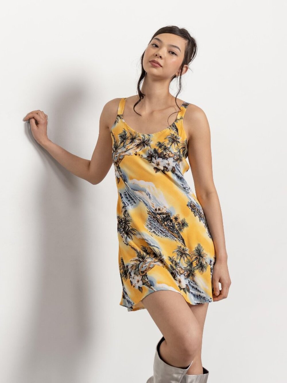 HAWAIIAN PRINT SUNDRESS Vintage Mini Tropical Sleeveless Slip Summer /